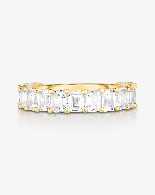 heavy gemstone ring-Petite Emerald Cut White Topaz Ring