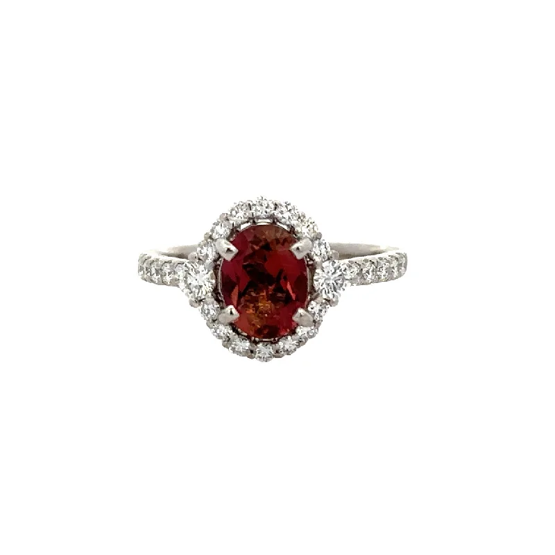 regency silver ring-Pink Tourmaline and Diamond Halo Ring in White Gold