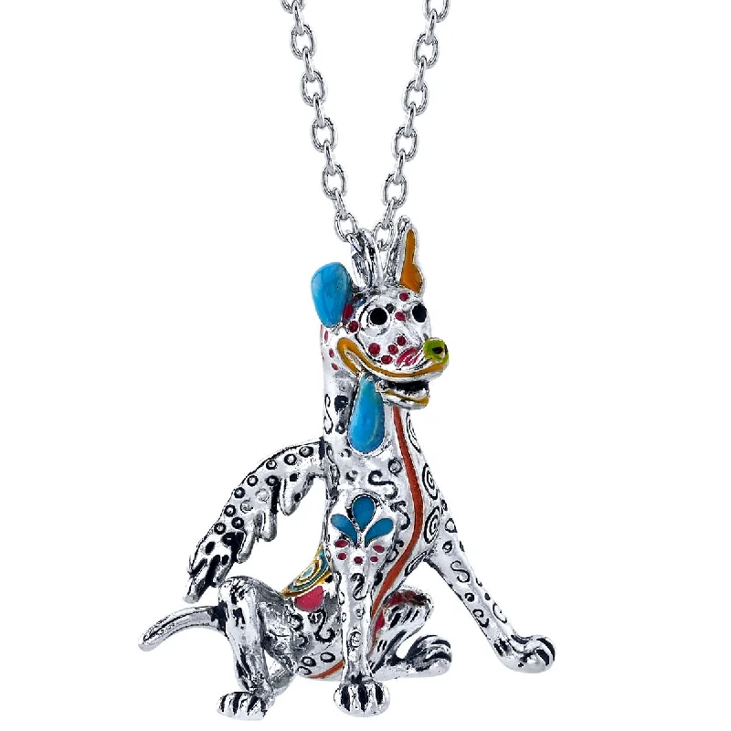 retro sapphire necklace-Pixar X RockLove COCO Dante Dog Pendant