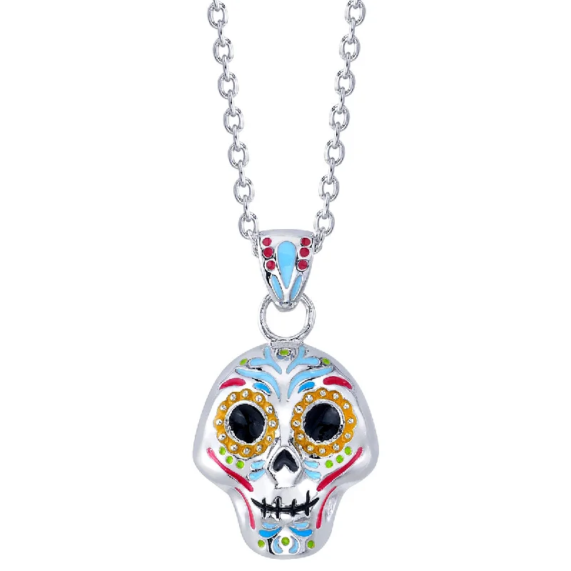 elegant modern necklace-Pixar X RockLove COCO Enameled Calavera Necklace