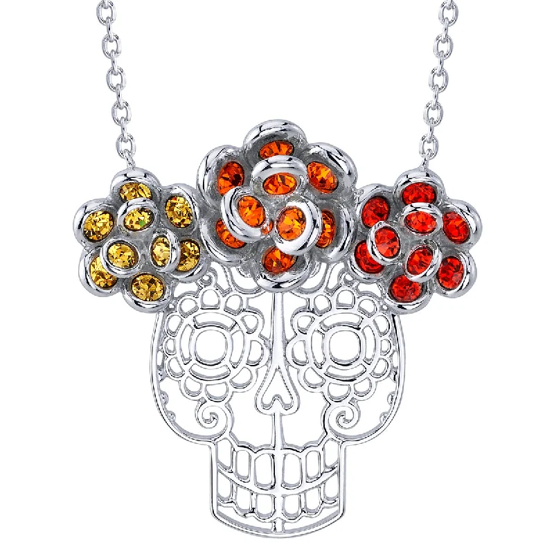 rose gold ten-layer necklace-Pixar X RockLove COCO Marigold Sugar Skull Necklace