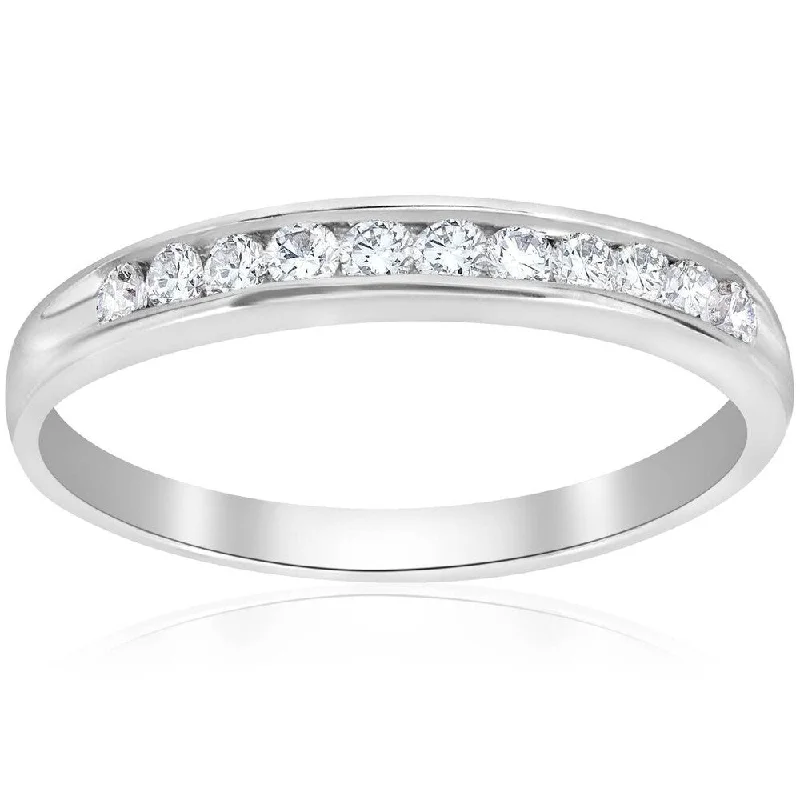 stamped silver ring-Platinum 1/4Ct Diamond Lab Created Womens Wedding Channel Set Ring