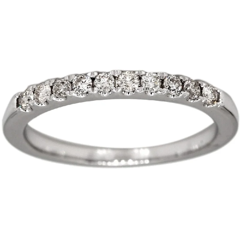 knotted promise ring-Pompeii3 10k White Gold .25 Ct. TDW Diamond Band Womens Wedding Ring Enhancer SZ 7.5