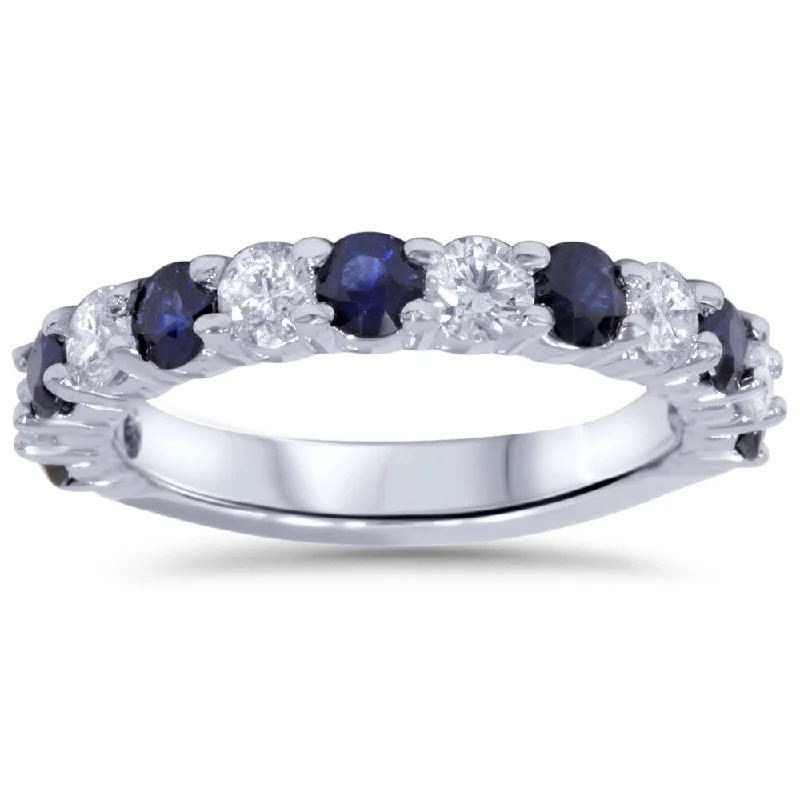 flow-shaped ruby ring-Pompeii3 14k White Gold 2ct TDW Diamond and Blue Sapphire Wedding Ring (I-J, I2-I3)