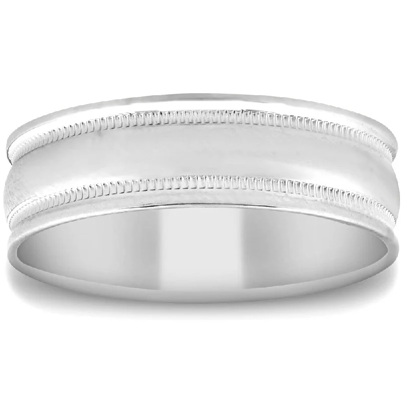 retro-style ring-Pompeii3 14k White Gold 6MM Comfort Fit Mens High Polished Wedding Band