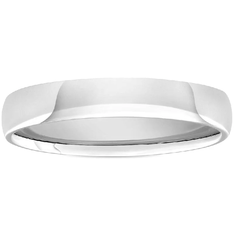 wanderlust stacking ring-Pompeii3 950 Platinum Plain High Polished Ring 4mm dome Comfort Fit Wedding Band - White