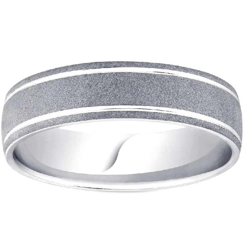 urban midnight ring-Pompeii3 Palladium 6MM Brushed Mens Wedding Band - White