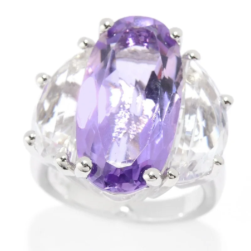 flow-shaped promise ring-Rhodium Over Sterling Silver 12.9ctw Pink Amethyst Ring