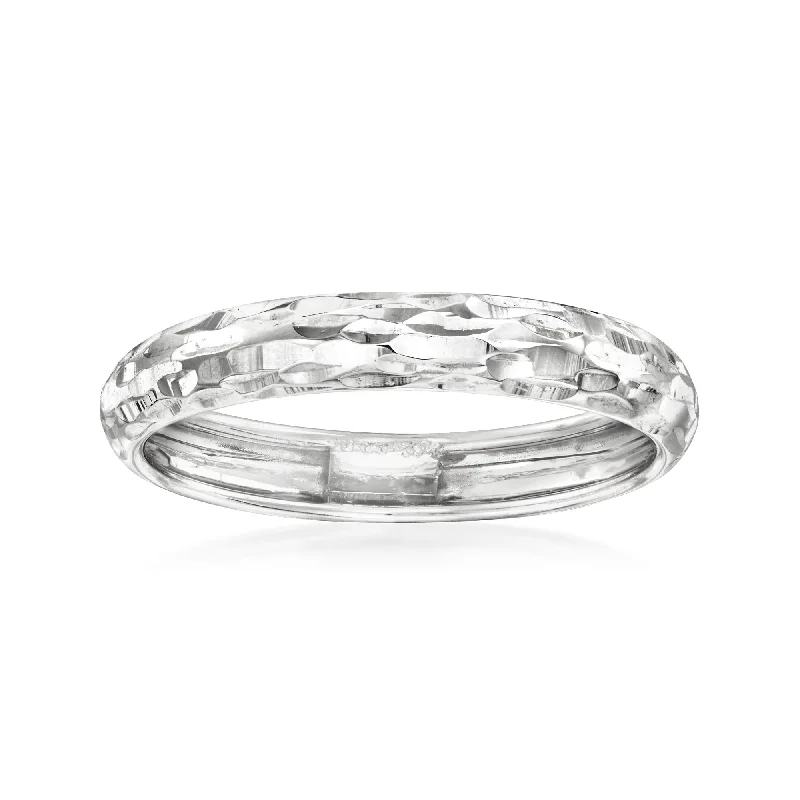 chiseled diamond ring-Ross-Simons Italian 14kt White Gold Diamond-Cut Ring