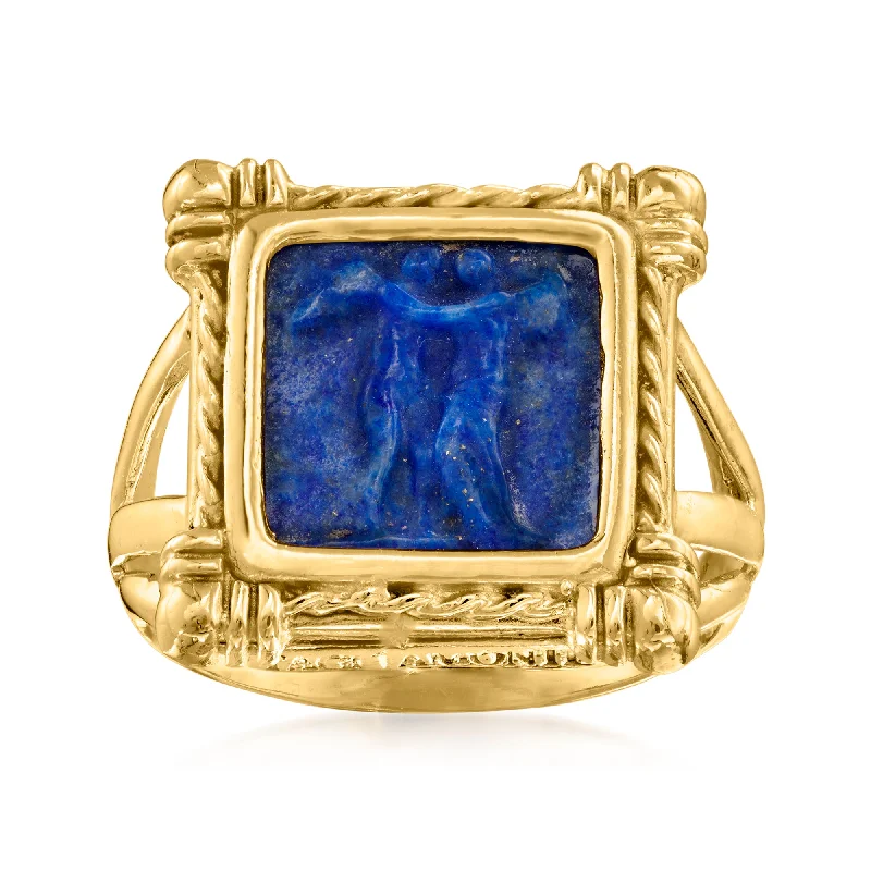 heavy gemstone ring-Ross-Simons Italian Tagliamonte Lapis Cameo Ring in 18kt Gold Over Sterling