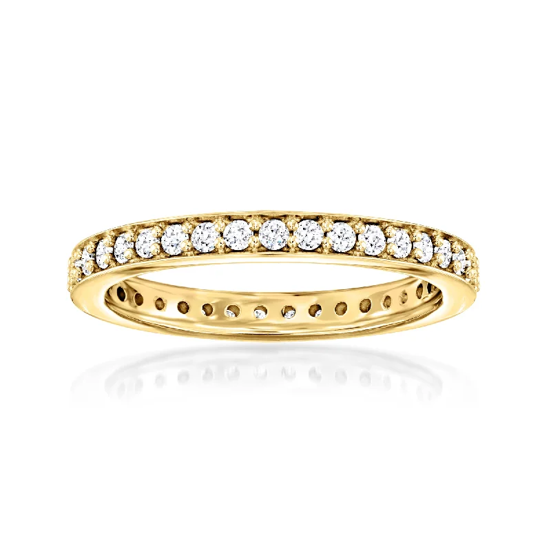 pewter band ring-Ross-Simons Lab-Grown Diamond Eternity Band in 18kt Gold Over Sterling