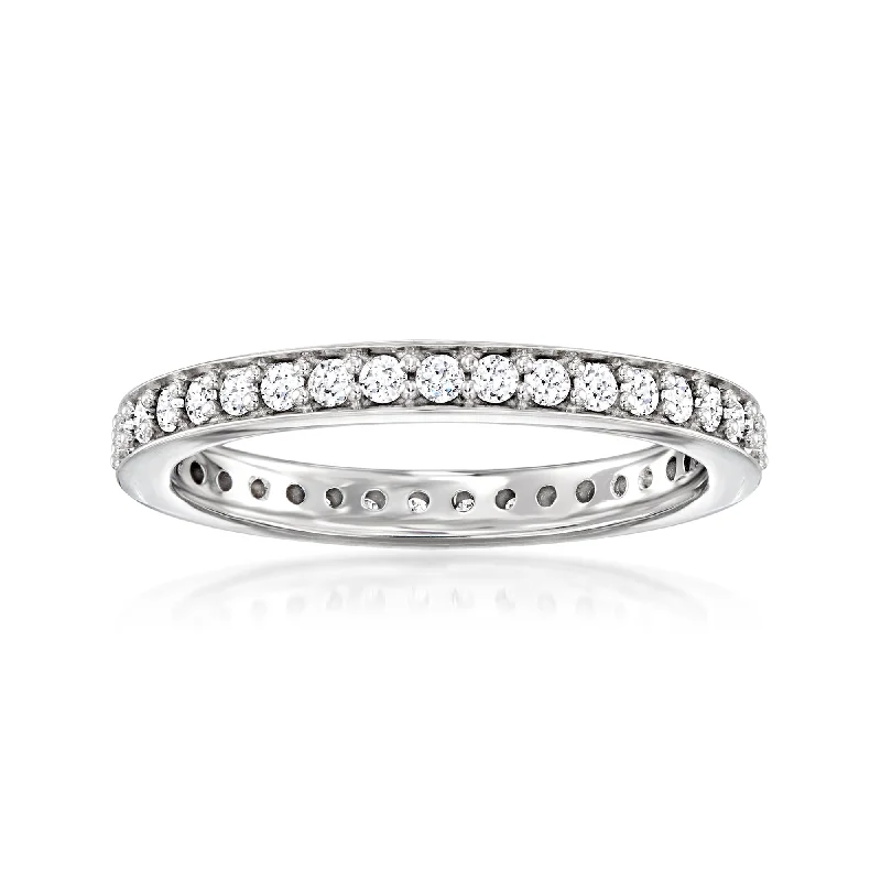 retro pearl ring-Ross-Simons Lab-Grown Diamond Eternity Band in Sterling Silver