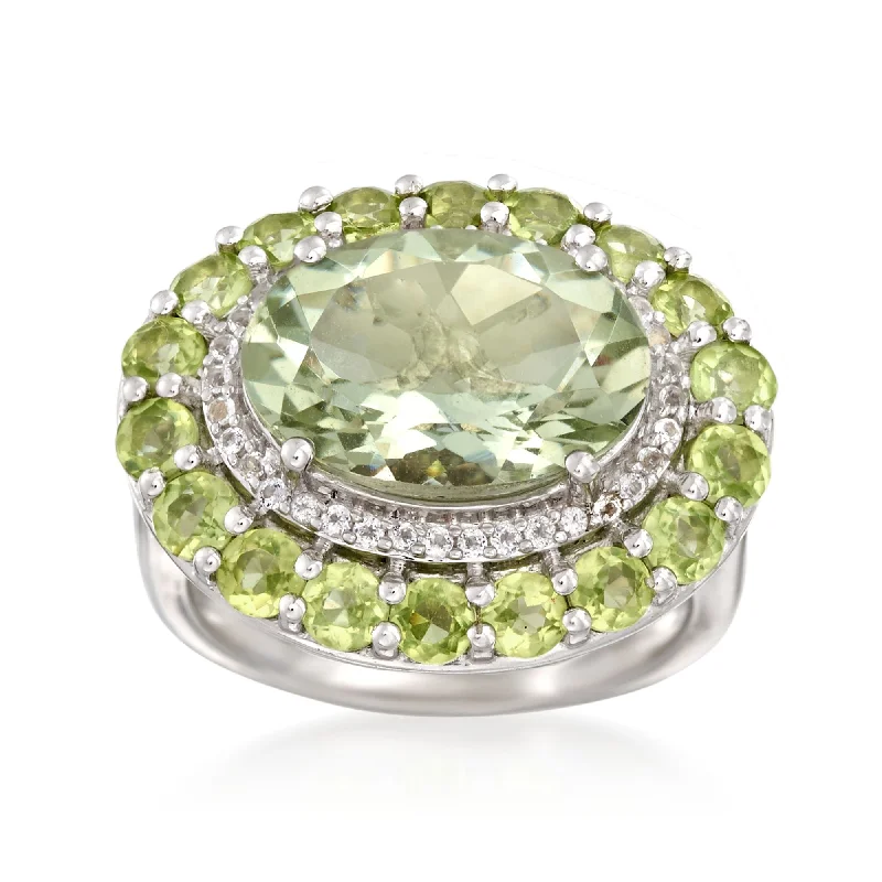 wanderlust turquoise ring-Ross-Simons Prasiolite and Peridot Ring With White Topaz in Sterling Silver