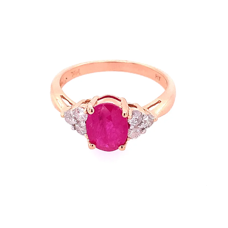 thin gold ring-Ruby and Diamond Ring in Rose Gold