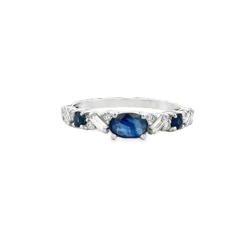 thin eternity ring-Sapphire and Diamond Band in White Gold