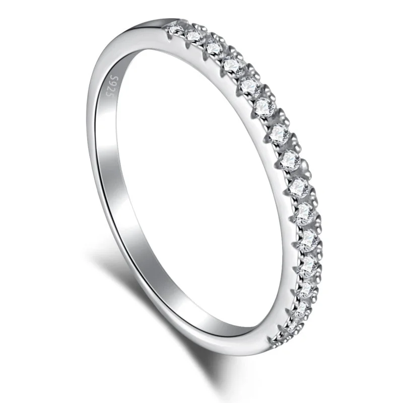 flow-shaped promise ring-Silver Minimal Diamond Ring