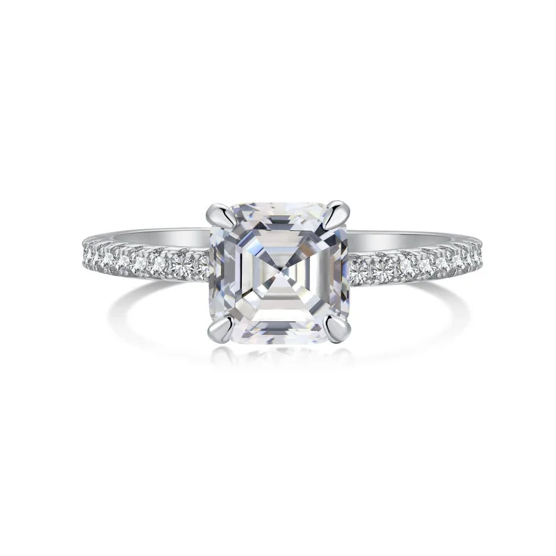 leafy-inspired band ring-Square Cut Diamond Ring