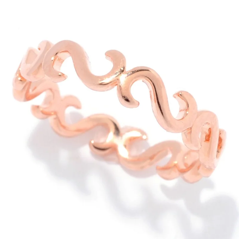 knotted rope ring-Ss/ 18K Rose Vermeil Scrollwork Stack Band Ring