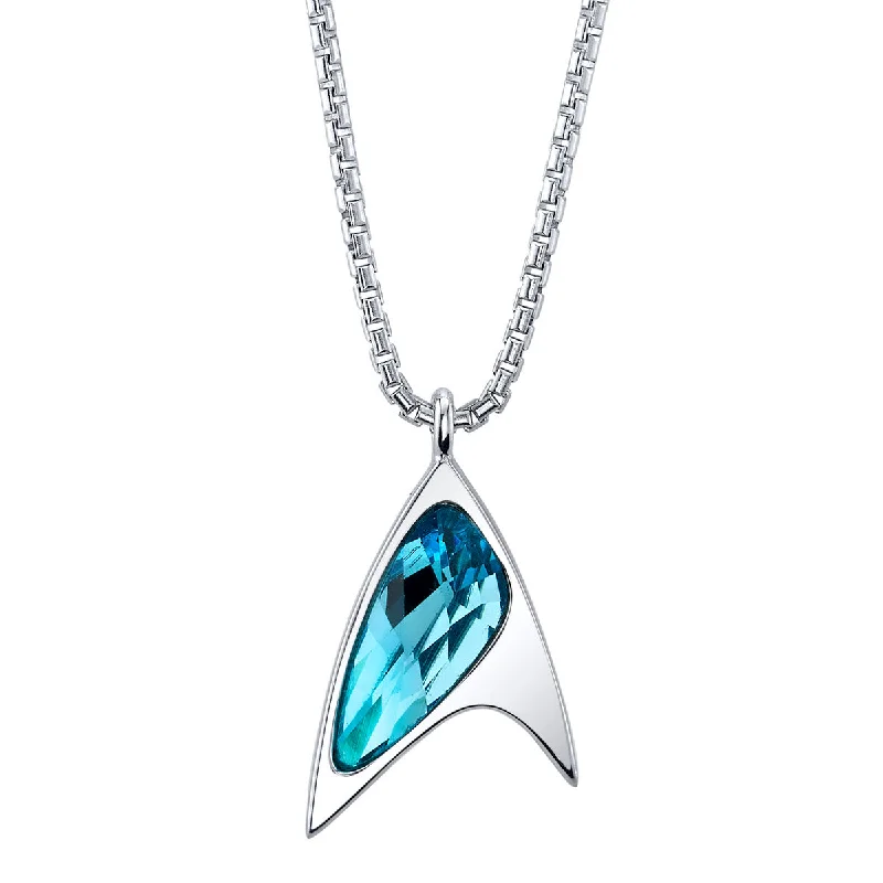 stamped monogram necklace-Star Trek X RockLove Blue Crystal Delta Pendant