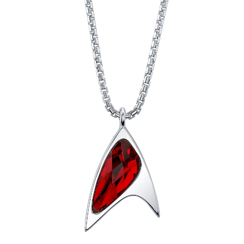 custom name necklace-Star Trek X RockLove Red Crystal Delta Pendant