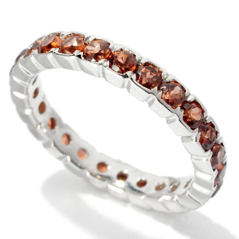 braided silver ring-Sterling Silver 2.72ctw Brown Zircon Eternity Band Ring