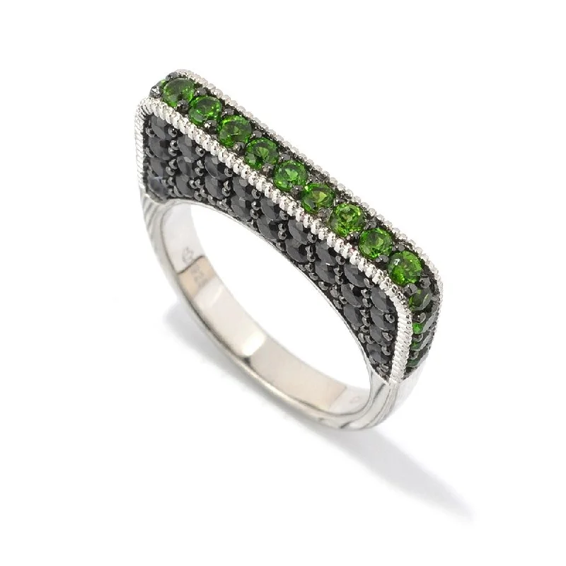 urban sleek ring-Sterling Silver 2.81Ctw Chrome Diopside Ring