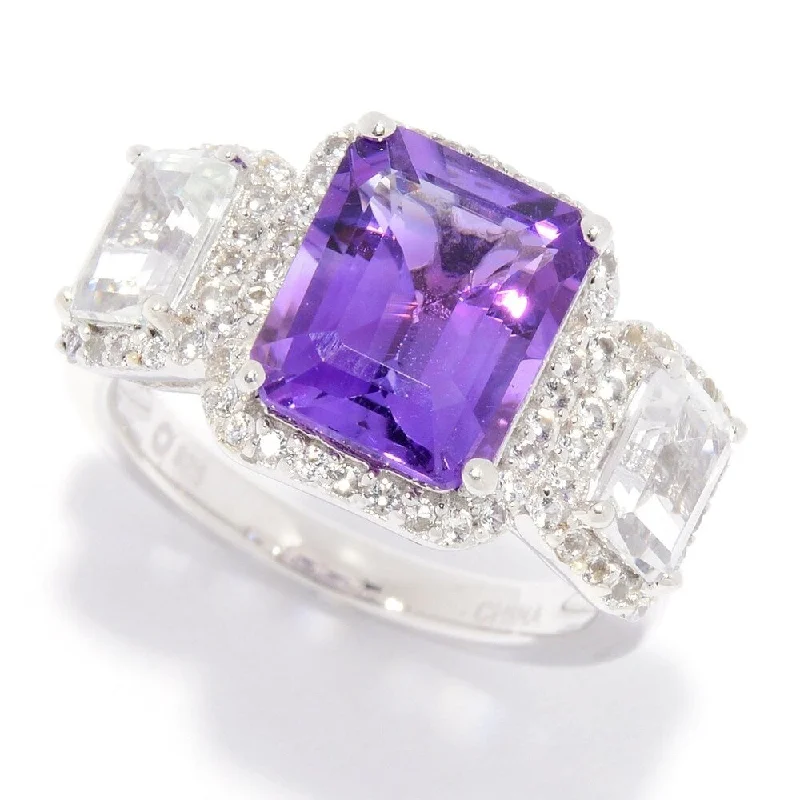 heavy statement ring-Sterling Silver 4.35ctw African Amethyst & White Topaz Ring