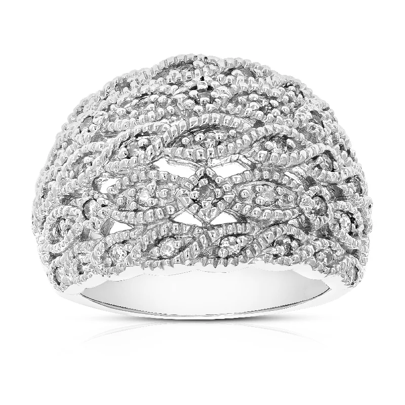 knotted gold ring-Sterling Silver Diamond Ring (1/2 CT)