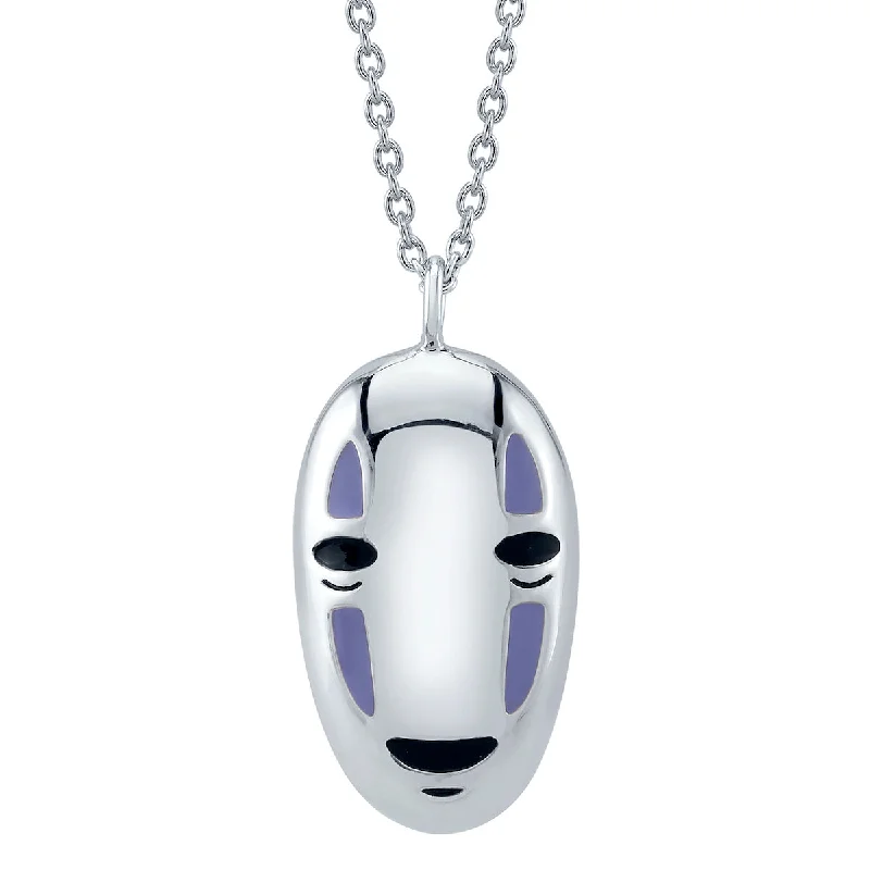 silver braid necklace-Studio Ghibli X RockLove SPIRITED AWAY No-Face Necklace