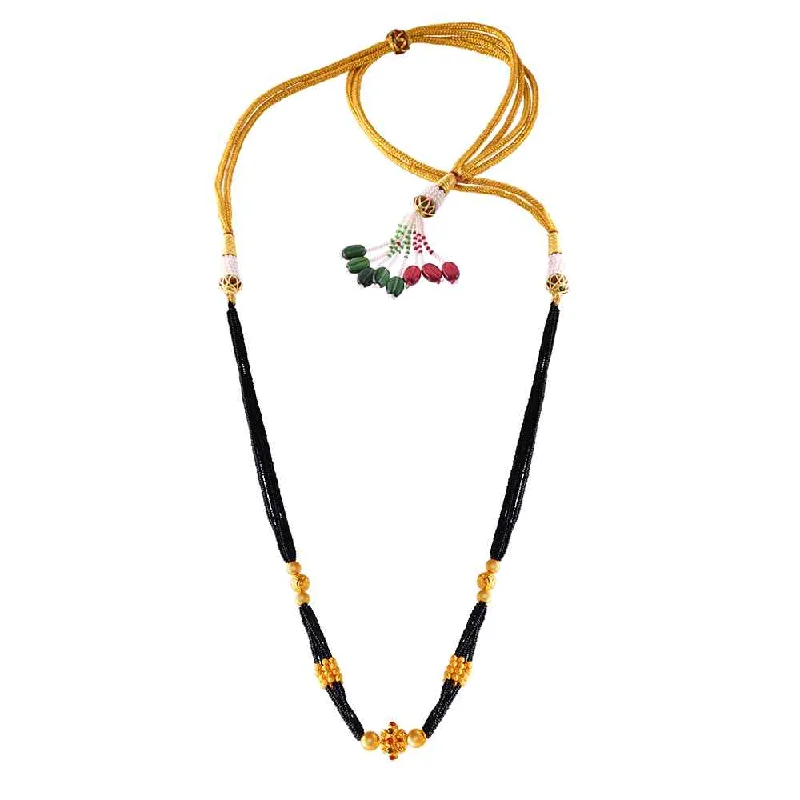 ten-gem drop necklace-Thusi Gold Mangalsutra For Women For Everyday Wear