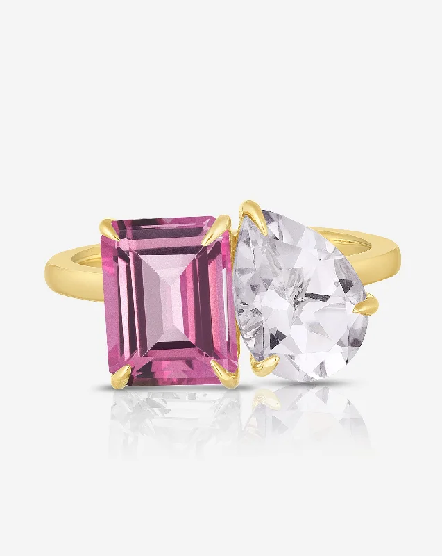 retro amethyst ring-Magenta Toi et Moi Gemstone Ring