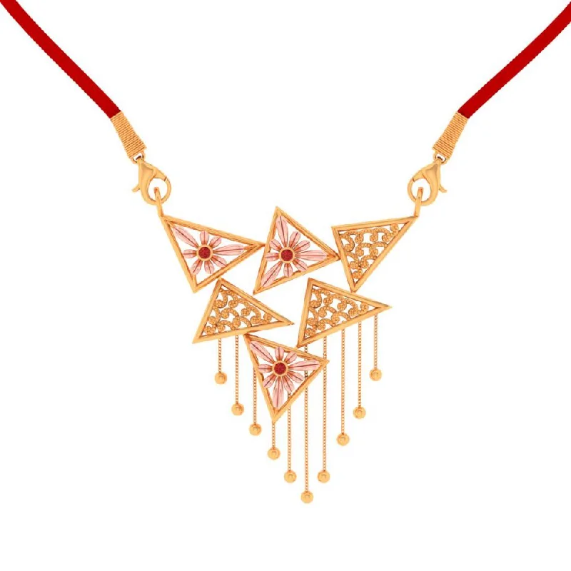 ruby charm necklace-Triangle Designed 18k Gold Necklace