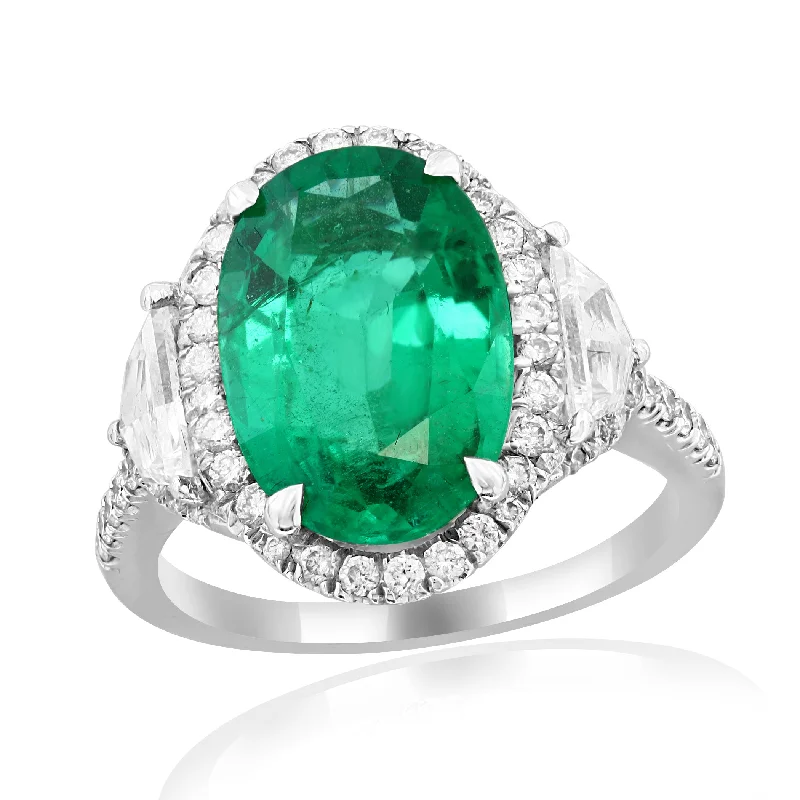 rose gold garnet ring-Zambian Emerald and Diamond Ring in Platinum