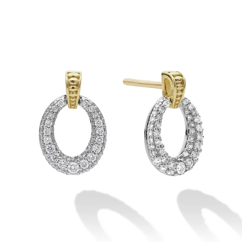 wanderlust chandelier earrings-18K Gold Oval Drop Diamond Earring