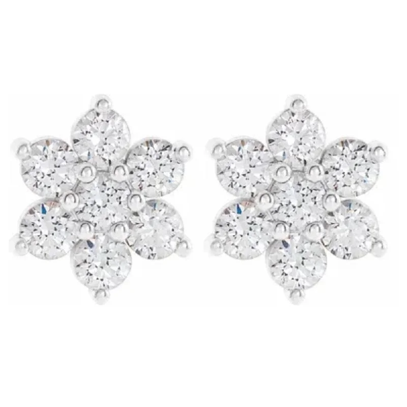 frond drop earrings-1/2 Ct Diamond 7-Stone Studs White Gold Women's Earrings