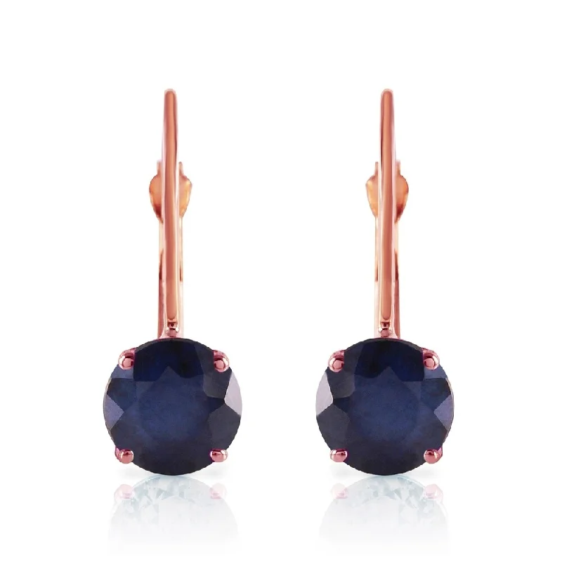 deco sapphire earrings-1.2 CTW 14K Solid Rose Gold Solitaire Sapphire Earrings