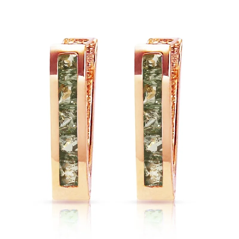 rose gold arc earrings-1.3 Carat 14K Solid Rose Gold Huggie Earrings Green Natural Sapphire