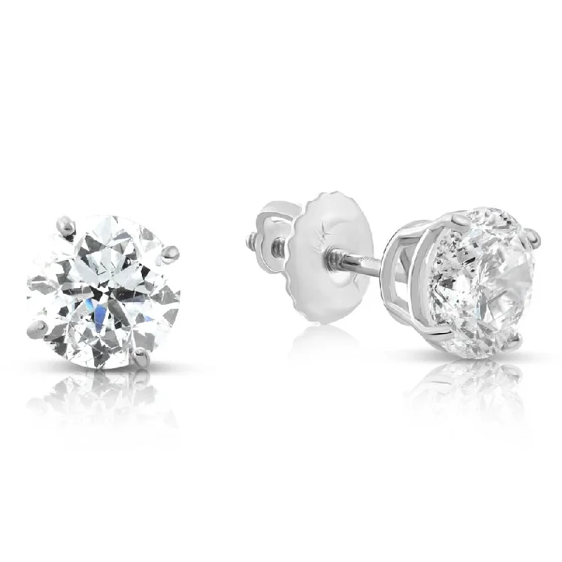 wanderlust chic earrings-1.70 cttw White Round Cut Studs Earrings Screw Back