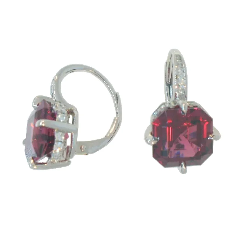 pearl knotted earrings-Garnet and Diamond Earrings