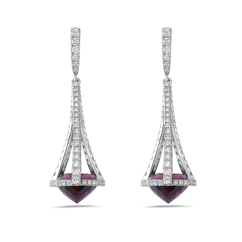 tarnished gold earrings-Garnet & Diamond Pastel Chandelier Drop Earrings