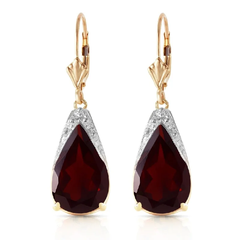 urban bolt earrings-10 Carat 14K Solid Gold Leverback Earrings Natural Garnet