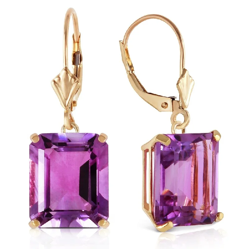 regency diamond earrings-13 Carat 14K Solid Gold Leverback Earrings Amethyst