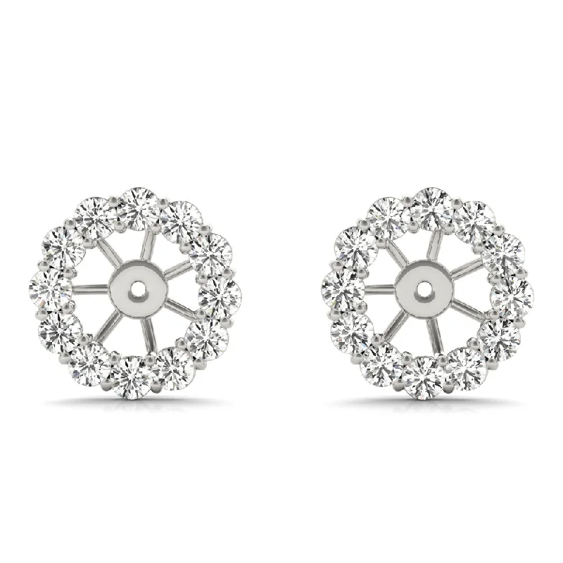 stamped silver earrings-14K Diamond Stud Diamond Earring Jacket