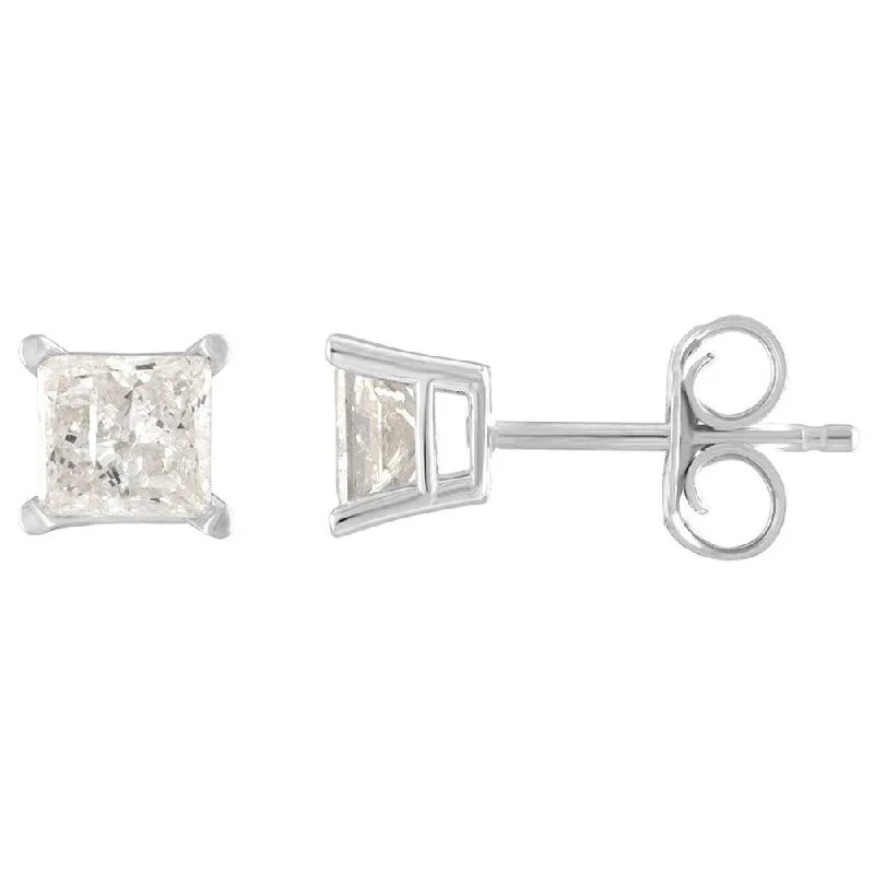 bendable birthstone earrings-14K Diamond Stud Earring White gold (1cttw H-I Color, I2 Clarity)