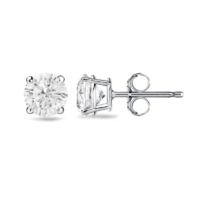 ridged silver earrings-14k Gold Round 3/4ct TW Clarity Enhanced Diamond Stud Earrings (H-I, I1-I2) - White H-I