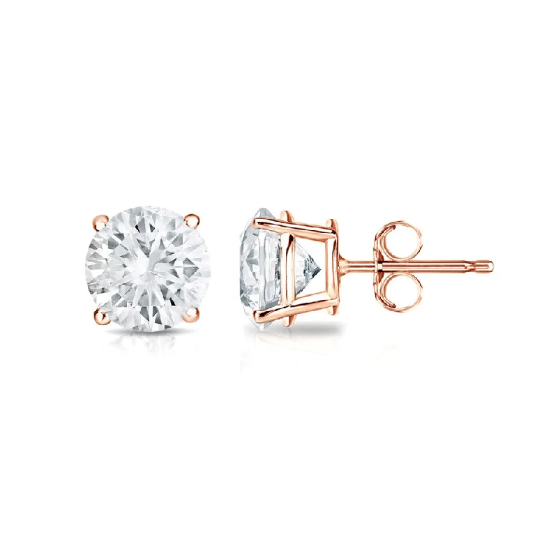 knotted gold earrings-14k Gold Round 3/4ct TW Clarity Enhanced Diamond Stud Earrings (H-I, SI1-SI2) - White H-I