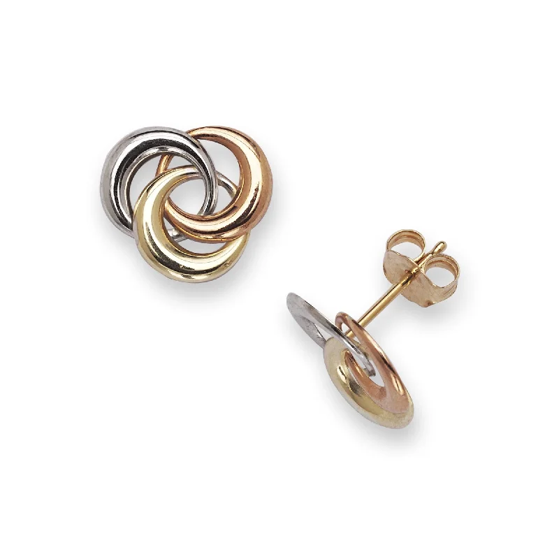 flow-shaped charm earrings-14k Tri-color Modern Circle Earrings