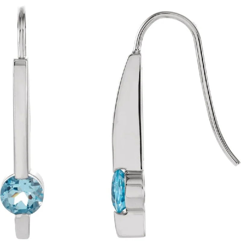 regency emerald hoop earrings-14k White Gold Aquamarine Dangle Earring for Women