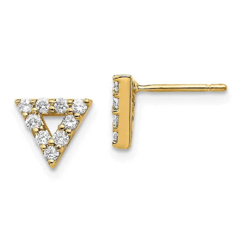 flow-shaped stud earrings-14k Yellow Gold Diamond Earrings (L-8 mm, W-8 mm)