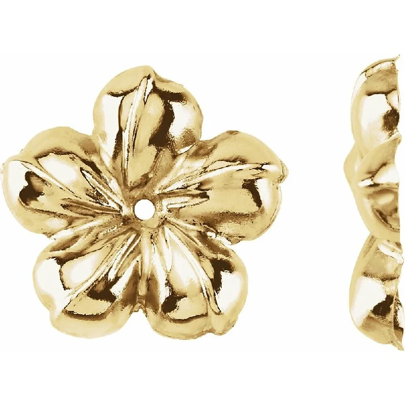 shimmering drop earrings-14k Yellow Gold Floral-Inspired Earring for Women Jackets Earring for Women